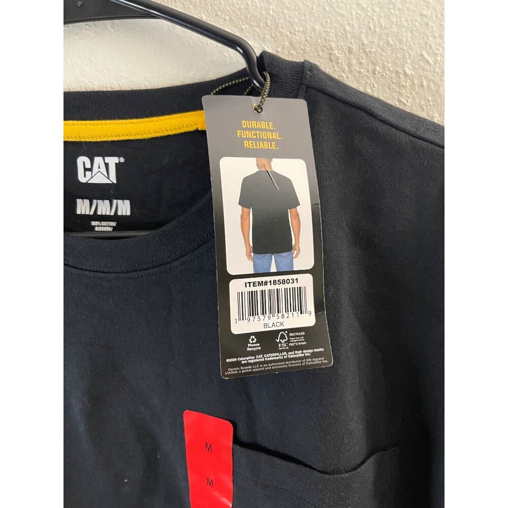 Caterpillar NWT Mens Black Short Sleeve Crew Neck Pocket T-Shirt, M, New - Picture 7 of 12